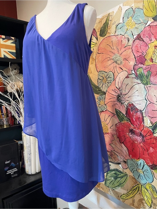 bebe Dresses & Skirts - bebe Bright Royal Blue Flowy fully lined asymmetrical size XL
